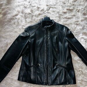 Avanti Black Leather Jacket for Women